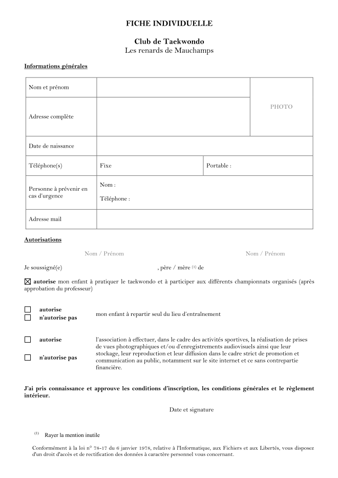 Fiche individuelle